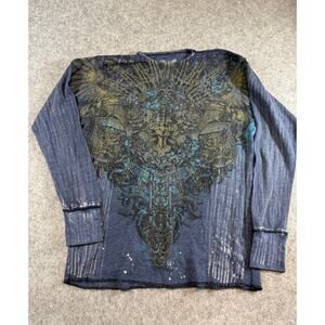 Vtg Inner Sanctum Wings AOP Long Sleeve Shirt Mens M Navy Older Brother Core Y2K